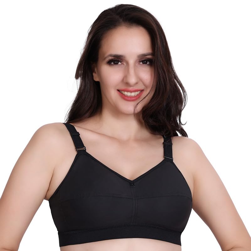 Trylo Riza Cottonfit Bra Combo Pack Black & Nude 38 E - Cup - Pack Of-2,BLACK & NUDE,38,B0DQKXRSFB