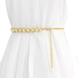 Syga WomenS Pearl Waist Chain With Golden Chain Braided Design Stretchable Kamarband Suitable Size For Waist 2636 Inch