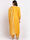 Gosriki Women'S Cotton Straight Kurta With Palazzo & Dupatta (Kpzd-Cot-10036-Yellow_L-Go_Yellow_Large),Yellow,,B09LYG7ZTD