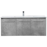 Elegant Decor Rasina 48 Single Porcelain Top Floating Bathroom Vanity In Gray