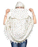 Fancy Women Scarves Scarf Cum Mask Scarves Usable For Vehicle Driver | White Printed Design | Universal Size | For Girl & Women