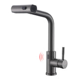 GIMILI Black Stainless Touchless Waterfall Kitchen Faucet with Pull Down Sprayer Single Hole Handle Kitchen Sink Faucets Commerc