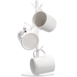 Patelai 14 Inch Acrylic Coffee Mug Tree Coffee Mug Rack Cup Holders for Counter with 6 Hooks Removable Stands(Acrylic,White)