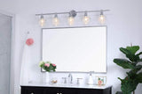 Living District Gene 5-Light Mid-Century Metal Wall Sconce In Chrome And Clear