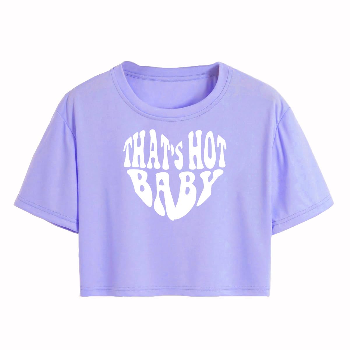 Toplot Text Printed Round Neck Crop Top For Women (Baby-Crop-Top-5200-Purple-L),Purple,,B0DCTHQVZV
