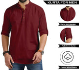 Royalscout Men'S Cotton Polyester Blend Regular Fit Full Sleeve Kurta Perfect For Special Occasions, Family Events, Or Daily Ethnic Wear Maroon 4Xl
