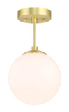 XiNBEi Lighting Semi Flush Light 1 Light Semi Flush Mount Ceiling Light, Globe Ceiling Light Satin Brass Finish for Living & Din