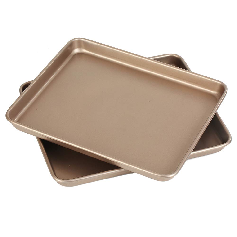 13 Inch Baking Pans Nonstick Set of 2, Walooza 13 X 11 X 1 Inch Cookie Sheet Replacement Toaster Oven Tray