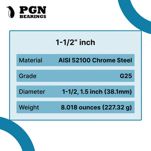 PGN - 1-1/2 Inch Chrome Steel Bearing Balls - G25 Precision
