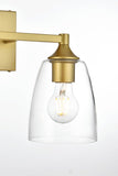 Living District Gianni 2-Light Iron & Glass Bath Sconce In Brass/Clear