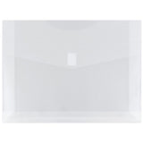 JAM PAPER Plastic Expansion Envelopes w/Hook & Loop Closure - Letter Booklet - 9 3/4 x 13 with 2 Inch Expansion - Clear - 12/Pac