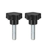 uxcell 2 Pcs Star Knobs Grips M12 x 50mm Male Thread Steel Zinc Stud Black PP