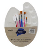 AMDROZ 1 Pack Oval Paint Tray Palettes with Thumb Hole Paint 6 Pcs Brushes NonStick Comfortable to Hold for Kids or Students or