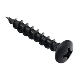 100 Pack Rok Hardware #8 x 1 Coarse Deep Thread Pan Head Screws Black Phosphate Wood MDF
