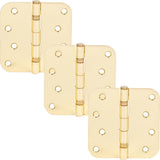 Stone Harbor Hardware 4 Ball-Bearing Door Hinges, 5/8 Radius Corner, Polished Brass, 3-Pack