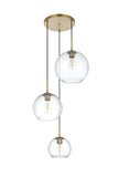 Living District Baxter 3-Light Metal Pendant In Chrome And Clear Finish