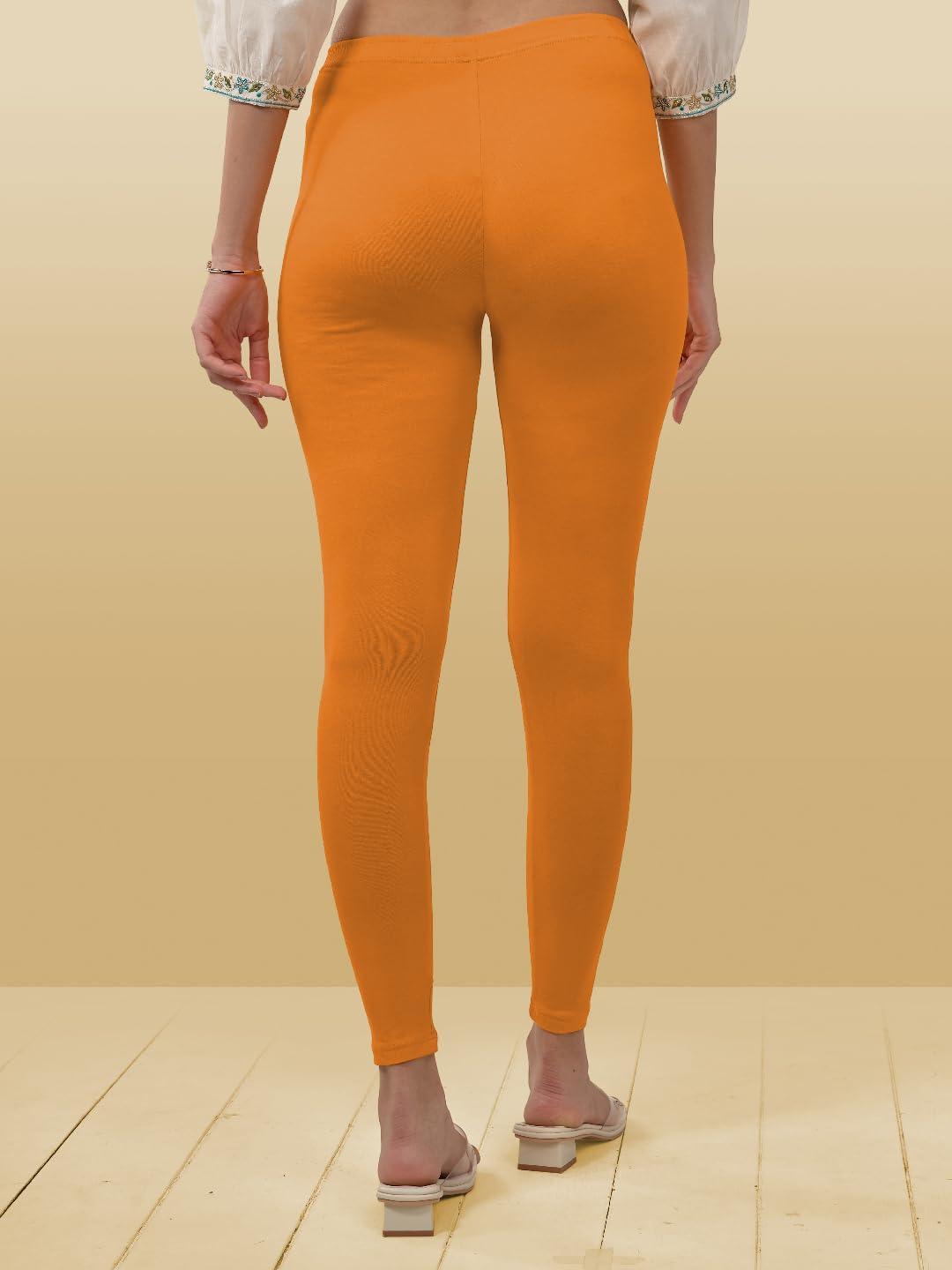 Lyra Women Solid Premium Cotton Ankle Length Leggings | Mid-Waist | Fashionwear Mustard L