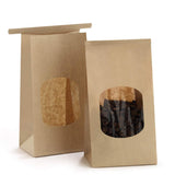 BagDream Small Bakery Bags with Window 100Pcs 3.54x2.36x6.7 Inches Tin Tie Tab Lock Kraft Brown Window Paper Bags for Coffee Bea