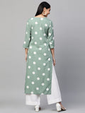 Gosriki Women'S Crepe Straight Printed Kurta (Dots Nw Pista_M-Go_Pista_Medium),Pista,,B0B68VZ5WF