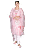 Gosriki Women'S Organza Straight Printed Kurta With Pant & Dupatta (Mala Pink-Gs_L_Pink_Large),Pink,,B0CD7RCS7R