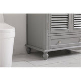 Elegant Decor Rhodes 36 Coastal Solid Wood Single Bathroom Vanity In Gray
