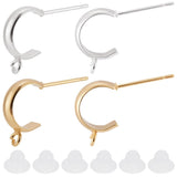 Beebeecraft 1 Box 20Pcs 2 Colors Half Hoop Earring Findings 18K Gold Plated Round Open Dangle Earrings 20Pcs Plastic Ear Nuts Si