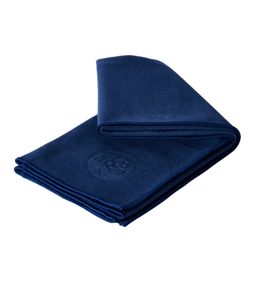 Manduka eQua Yoga Hand Towel - Quick Drying Microfiber, Lightweight, Yoga Accessories Easy for Travel, 16 Inch (40cm), Midnight 