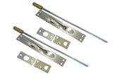 QCAA Solid Brass Extension Flush Bolt with Rod 12, Satin Chrome, 2 Pack, Made in Taiwan