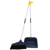 TOVINANNA Broom and Dustpan Set Heavy Duty Floor Cleaning Kit with Long Ergonomic Handle Soft Bristle Indoor Sweeper for Home Ki