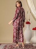 Gosriki Women'S Cotton Blend Printed Ethnic Co-Ord Set (Raiden Wine-Gs_L_Wine_Large),Wine,,B0D3BYX55B