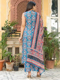 Gosriki Women'S Rayon Blend Anarkali Printed Kurta With Palazzo & Dupatta (Nethra Blue-Vks01-Gs_L_Blue_Large),Blue,,B0DPB34WKH