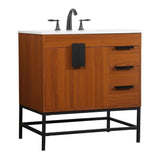 Elegant Decor Indoor Modern Under Sink Bathroom Fixtures Storage Organizer Cabinet 42 Inch Single Bathroom Vanity - Grey
