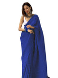 Satrani Womens Knit Pure Georgette Saree (2594S214N_Royal Blue)