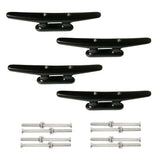 ISURE MARINE 4 Pack Boat Cleat Black Nylon Dock Cleat Kayak Cleat,4/6/8 inch with Fasteners