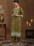 Libas Women'S Silk Blend Kurta Set (49231_Brown