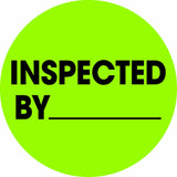 Tape Logic 2 Circle Label, Inspected by, Fluorescent Green, Roll of 500 Stickers, for Inventory Control and Warehouse Organiza