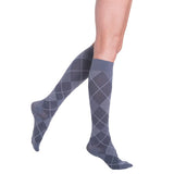 SIGVARIS Womens Microfiber Patterns 143 Calf High Compression Socks 1520mmHg Graphite Argyle A (Small)