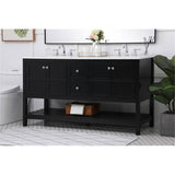 Elegant Decor Theo 60 Steel And Solid Wood Single Bathroom Vanity In Black