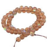 Matte Aurora Crystal Glass Beads Gemstone 8MM Brown Frosted Glitter Shining Mermaid Round Loose Beads Frosted Moonstone for Jewe