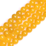 GEM-Inside 31pcs 12mm Yellow Beads for Jewelry Making Loose Round Smooth Surface Agate Gemstone Beads 15