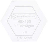 Paper Pieces Acrylic Fabric Cutting 1in Hexagon Template