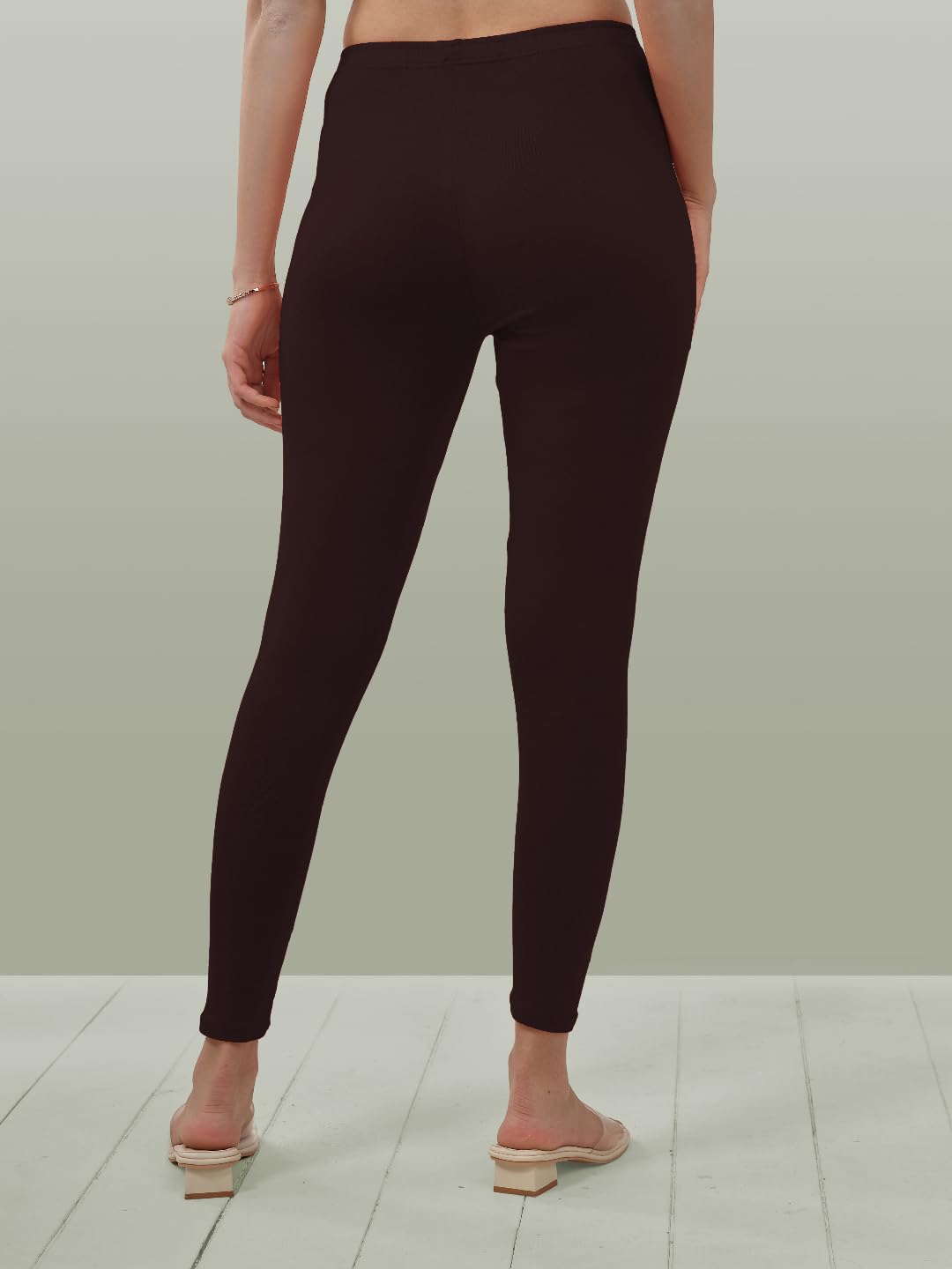 Lyra Women Solid Premium Cotton Ankle Length Leggings | Mid-Waist | Fashionwear Hot Chocolate L