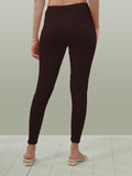 Lyra Women Solid Premium Cotton Ankle Length Leggings | Mid-Waist | Fashionwear Hot Chocolate L