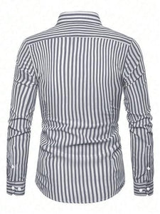 Toplot Shirt For Men || Mens Casual Shirts || Full Sleeve || Regular Fit || Striped (Strip-Shirt-5219-Grey-S),Grey,,B0DQPR9HCL