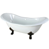 Kingston Brass Aqua Eden VCTND7231NC5 Cast Iron Double Slipper Clawfoot Bathtub with Oil Rubbed Bronze Feet without Faucet-Drill