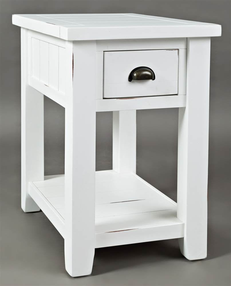 Jofran Artisan'S Craft Farmhouse Solid Acacia Chairside End Table, 16''L X 24''W X 24''H, Weathered White,1744-7