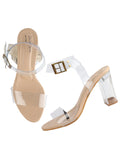 Shoetopia Womens/Girls Cream Block Heels Sandals With Buckles-Eu35,Cream,2,B09NC23MNM
