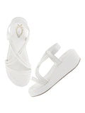 Shoetopia Womens & Girls White Wedges Sandal Solid Criss-Cross Strap Design Stylish Comfortable Durable Heels Perfect For Casual Party Eu37,White,4,B0DFVGKV7H