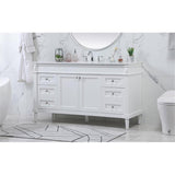 Elegant Decor Indoor Modern Under Sink Bathroom Fixtures Storage Organizer Cabinet 60 Inch Single Bathroom Vanity - White