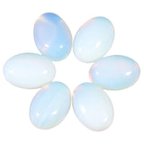 dssmboom 6 Pcs Oval Crystal Beads for Jewelry Making, Flat Back Opalite Stone Cabochons for DIY Crafts Decoration, 13mmx18mm